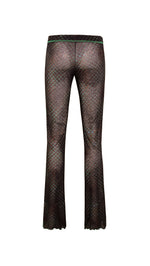 FLO - Semi sheer checkerboard print  full length pants with drawcord