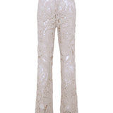 LEANE - Straight-leg crochet lace-up pants