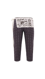 GIANNA - Studded jersey capri pants with crochet overlay