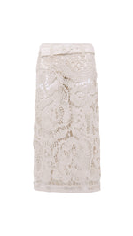 WELLS - Belt detailed crochet midi skirt with detachable mini shorts