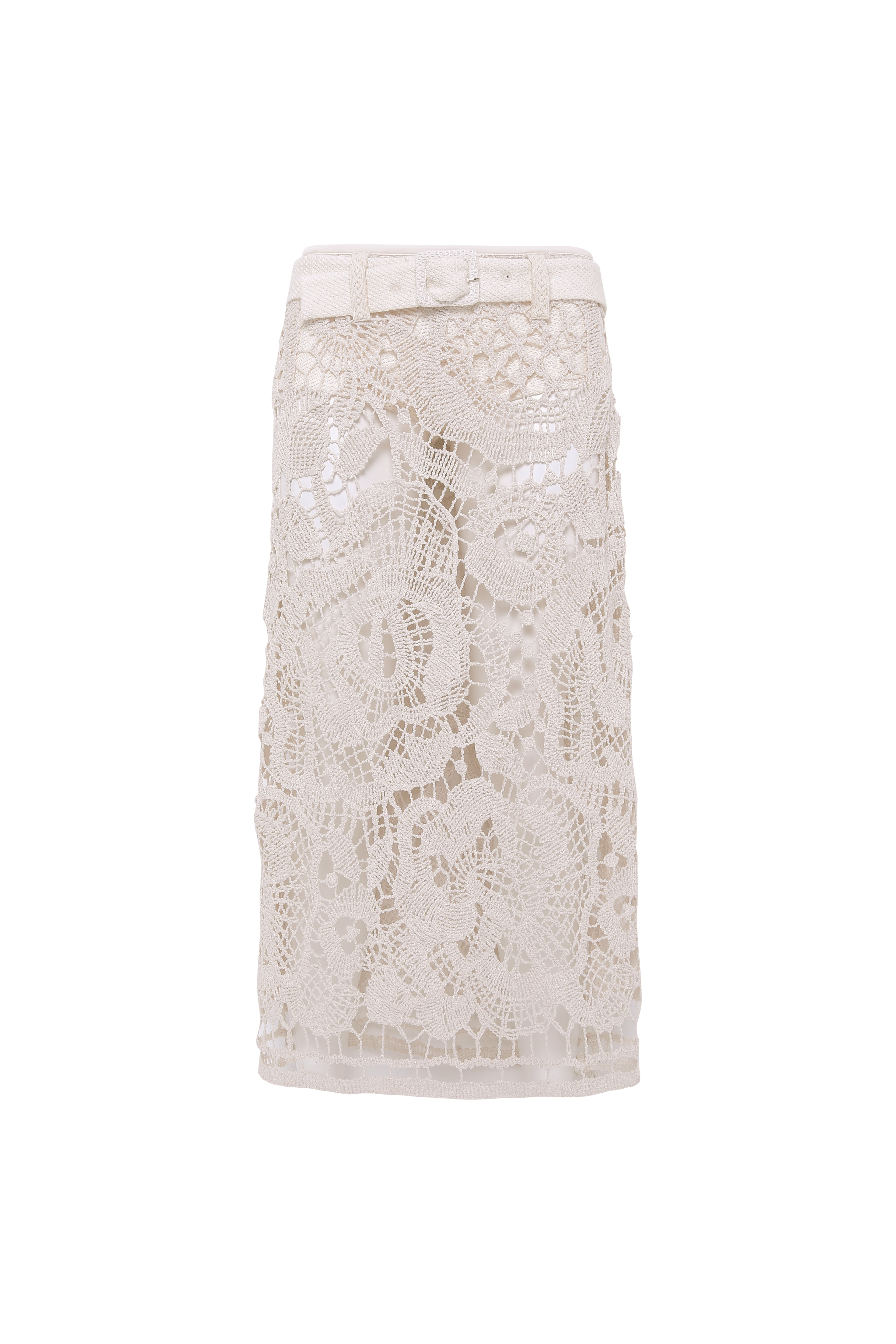 WELLS - Belt detailed crochet midi skirt with detachable mini shorts