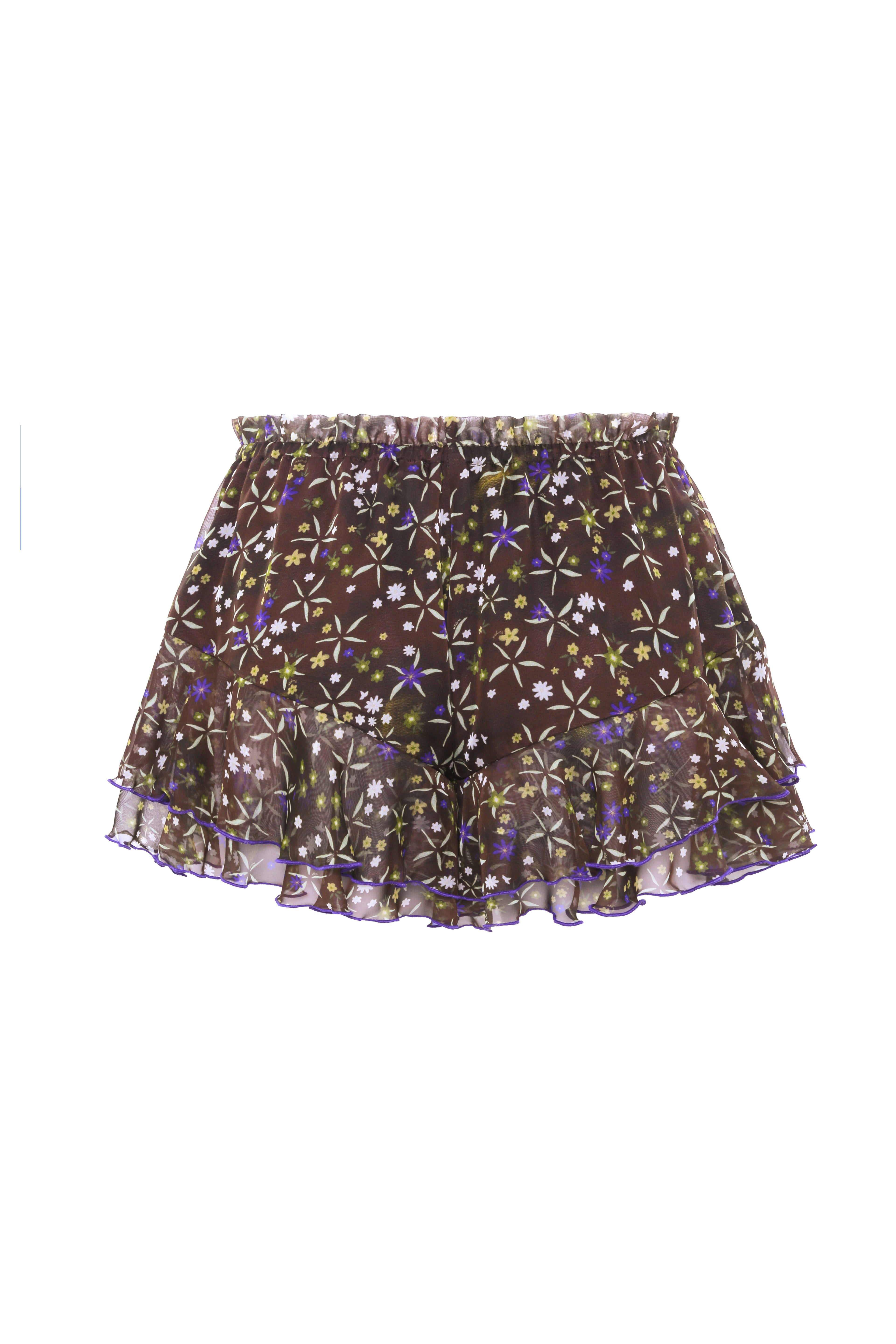 LINA - Floral print layered ruffle shorts