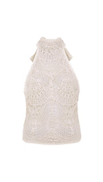 INDY - Halterneck crocheted top with open-knit texture