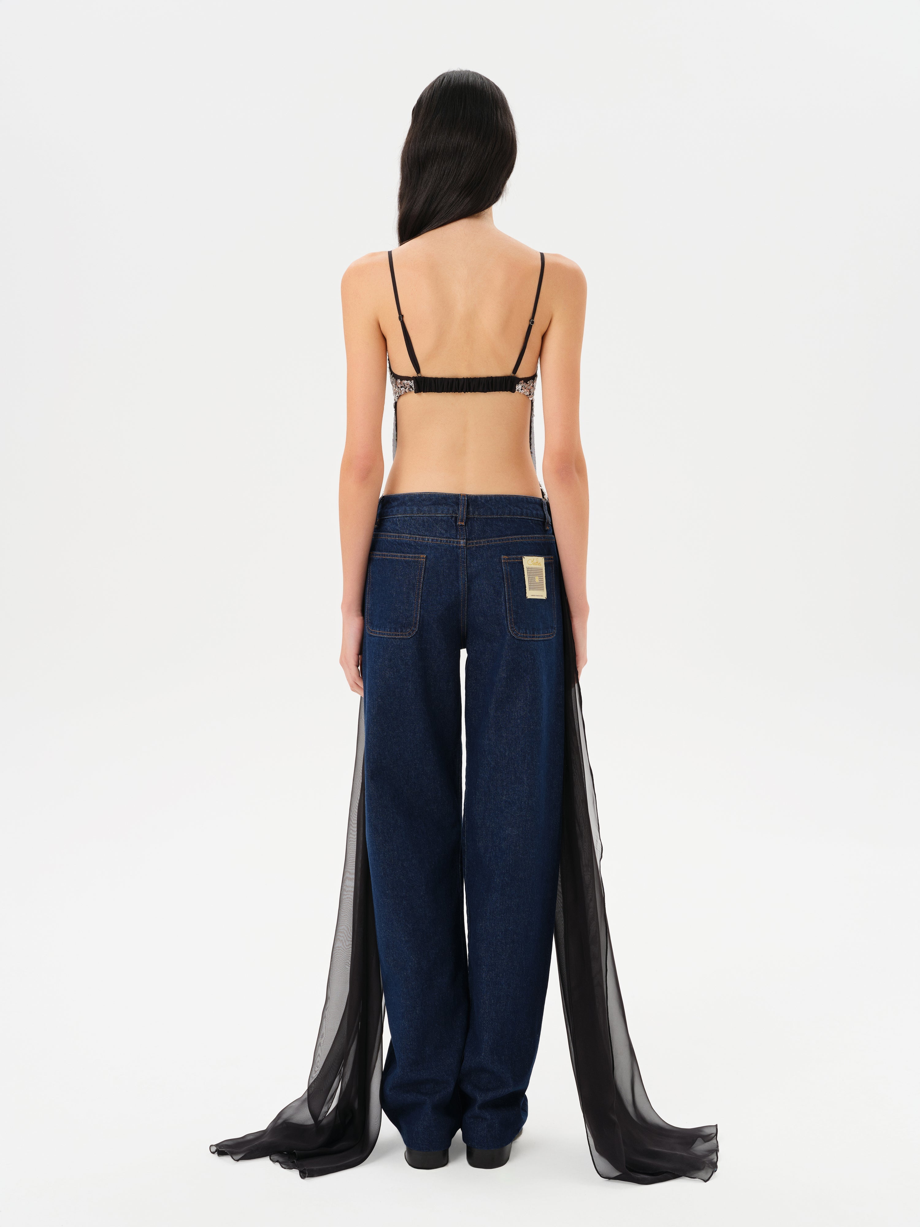 ZAYA - Embellished sequin top with a deep V neckline