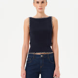 ZELNA - Fitted jersey top with stud details