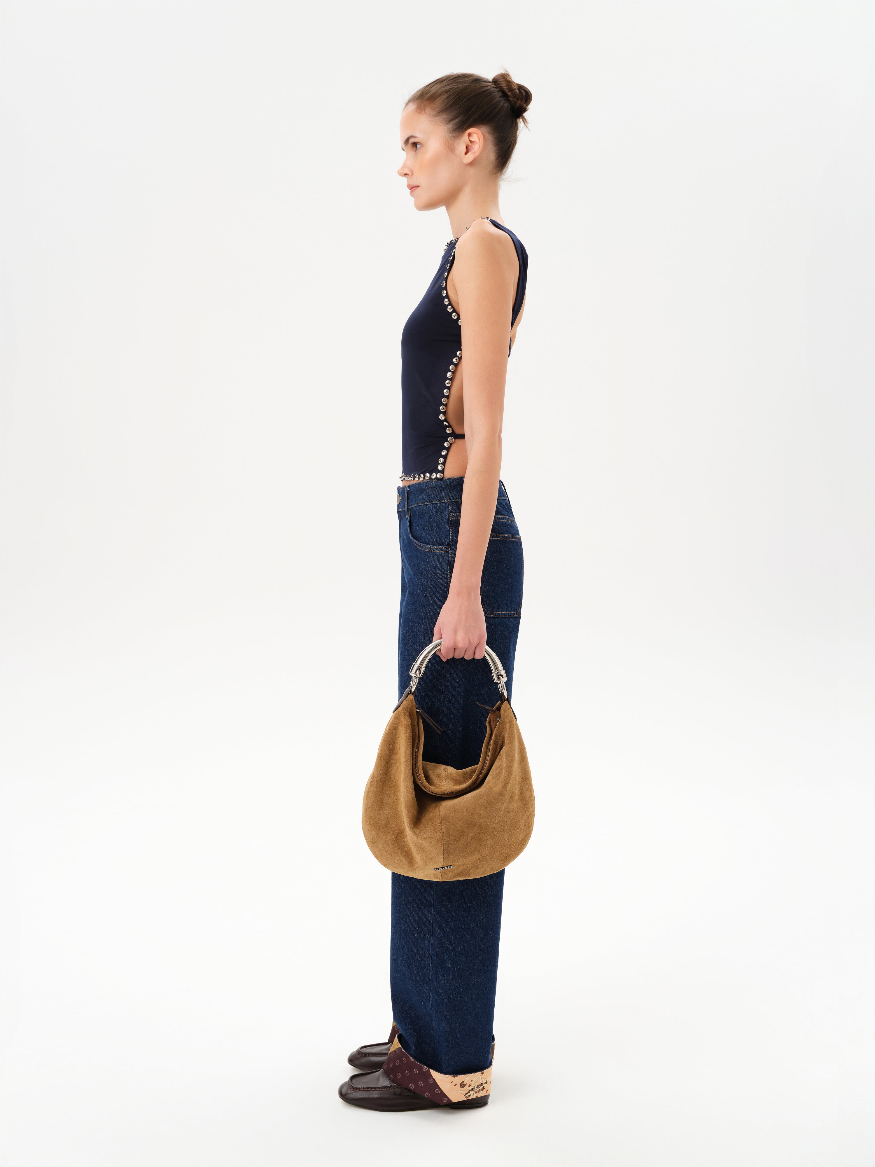 ZELNA - Fitted jersey top with stud details