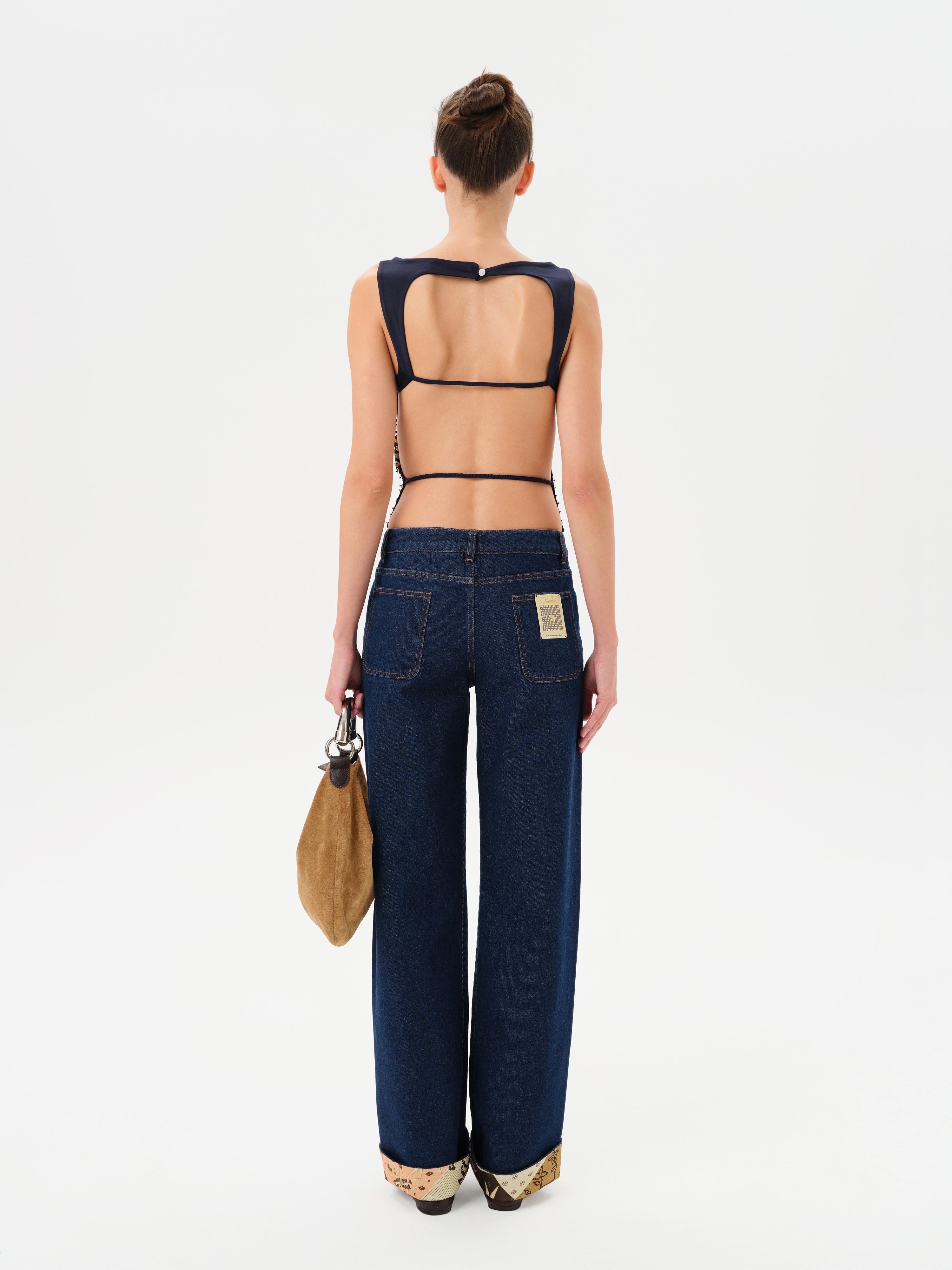 ZELNA - Fitted jersey top with stud details