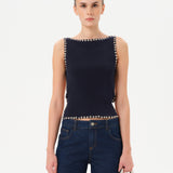 ZELNA - Fitted jersey top with stud details