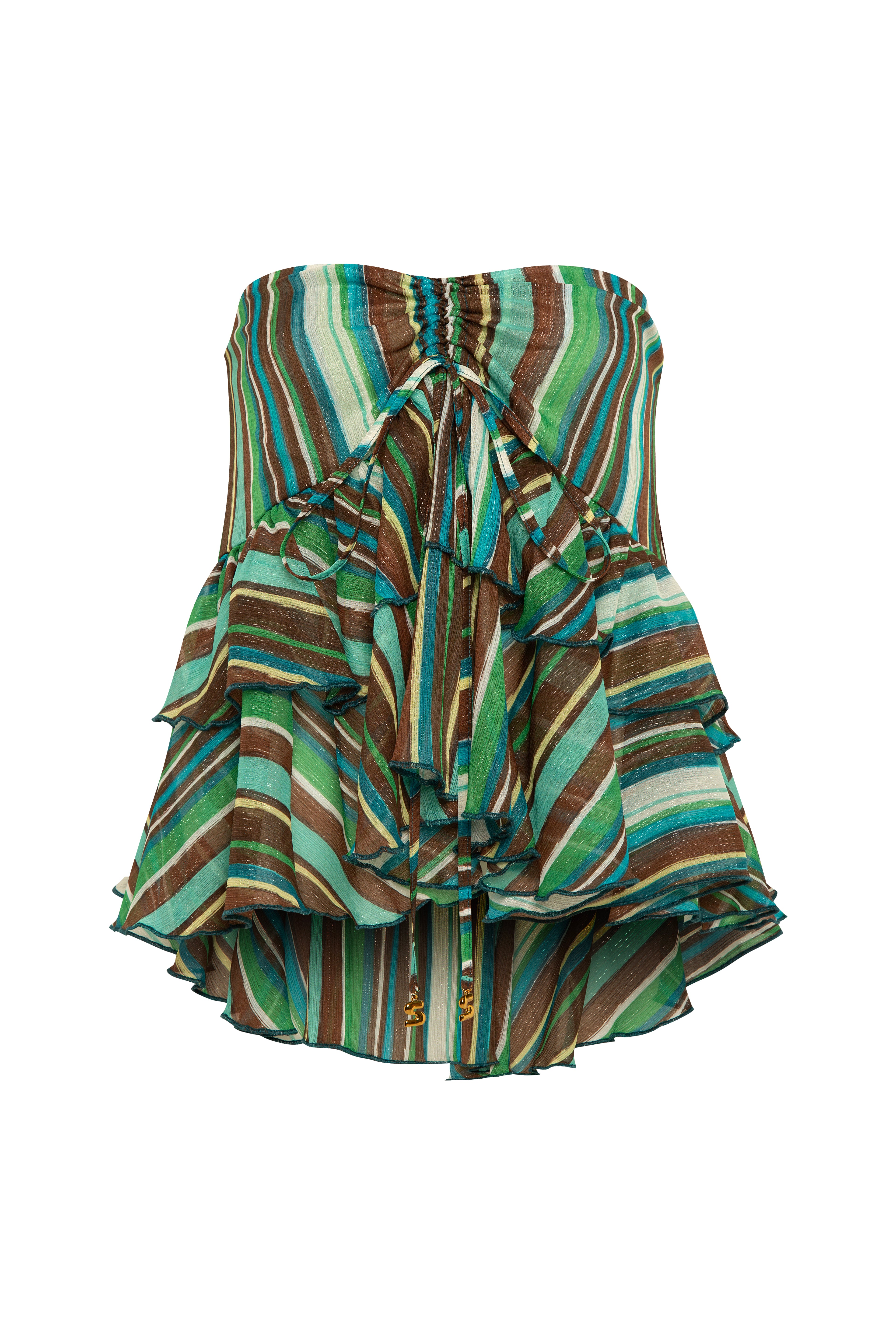 ZENA - Charm detailed ruffled strapless top