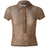 ASNE - Short-sleeve button-detailed printed top