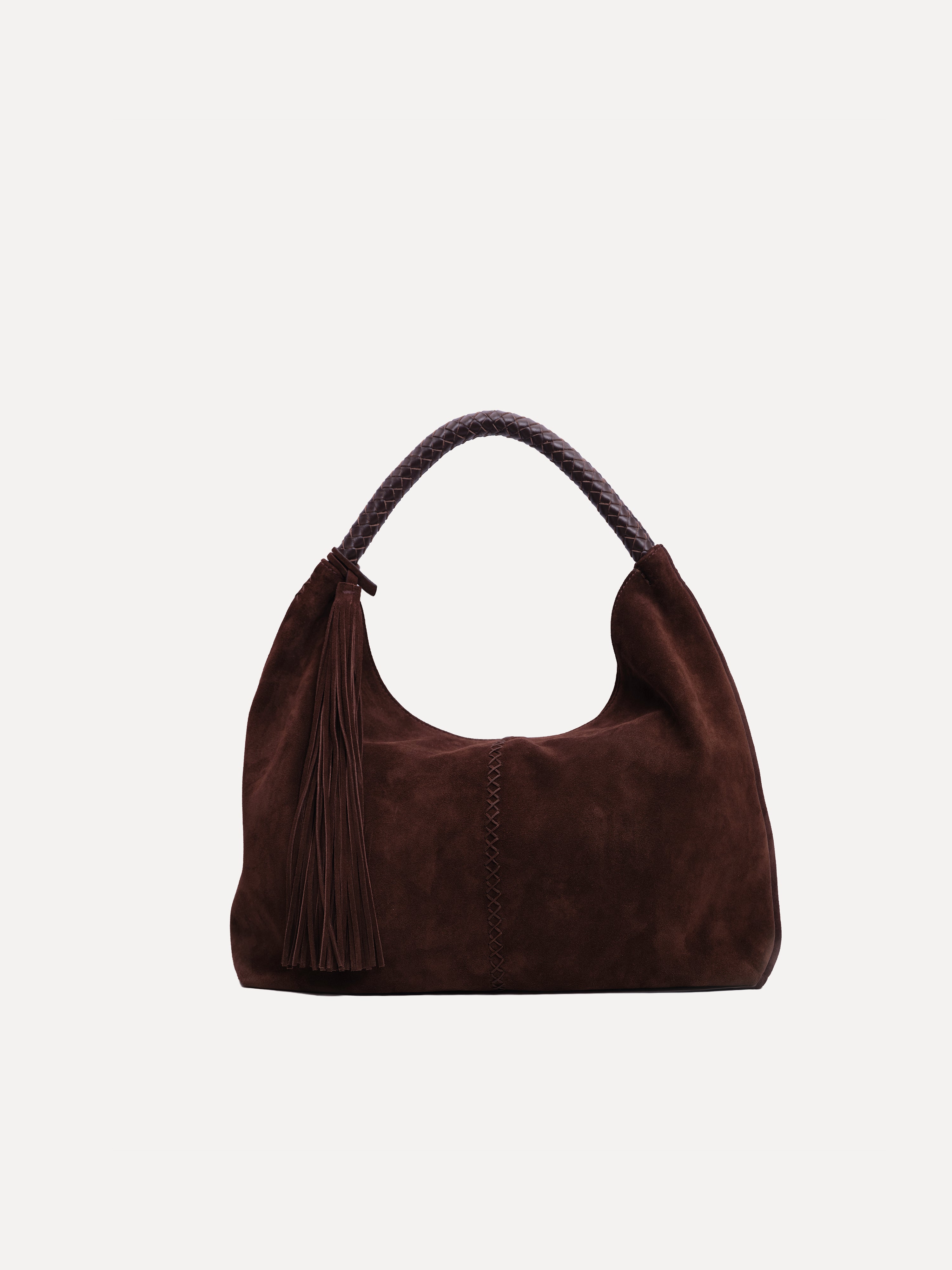 GALIA MEDIUM - Suede shoulder bag with removable tassel charm
