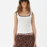 IMENA - Contrast stitch detailed tank top