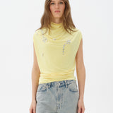 KLENA - Embellished open-back short sleeve jersey top