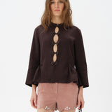 LOCOS - Button front detailed linen top