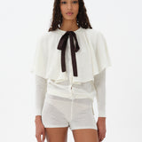 XENIA - Cape and bow detailed knit cardigan