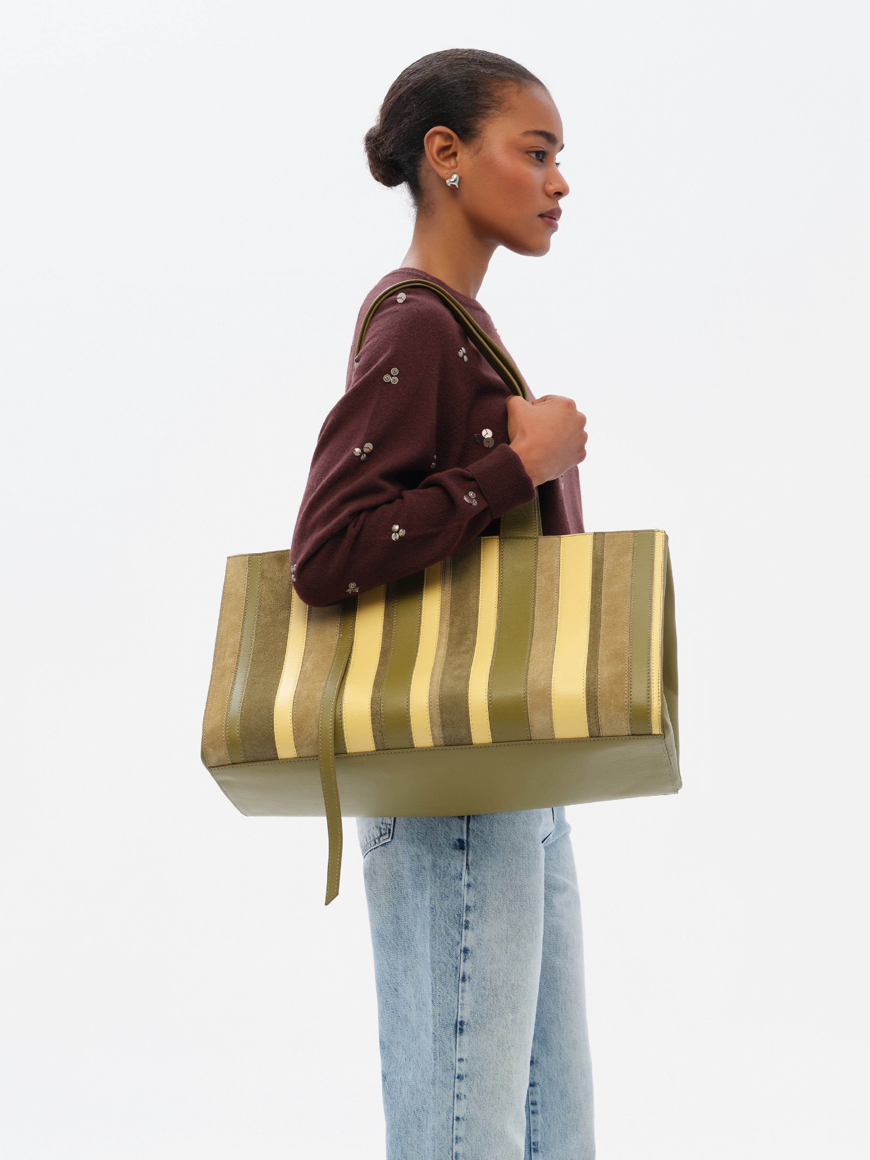 BRISA - Contrast leather tote bag