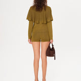 HERIAN - Cape and bow detailed knit cardigan