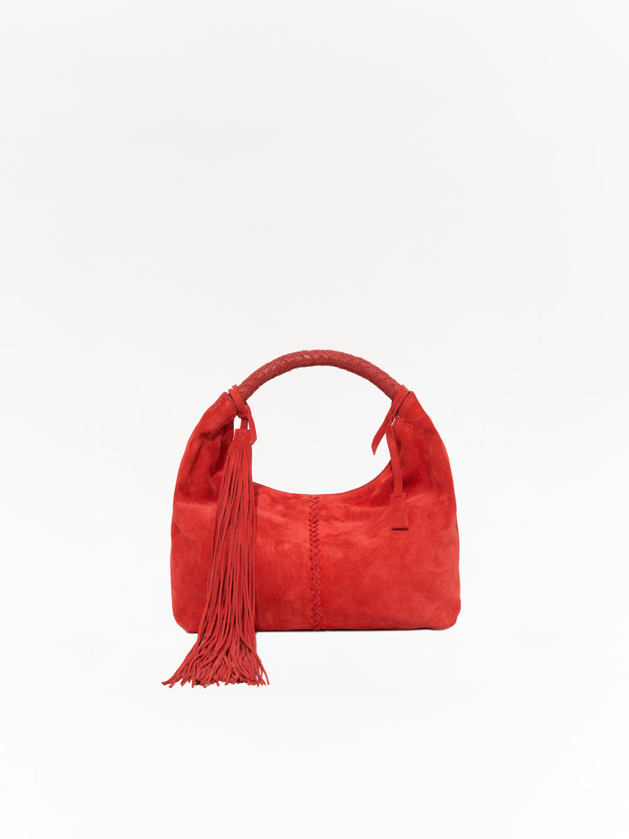 MINI GALIA - Mini tote bag with woven handle and removable tassel charm