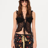 LARIA - Lace front-tie sleeveless top