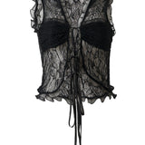 LARIA - Lace front-tie sleeveless top