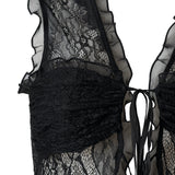 LARIA - Lace front-tie sleeveless top
