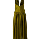 LIESSA - Deep V-neck midi dress with printed tie