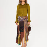LUMIER - Patchwork-printed asymmetric skirt