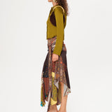 LUMIER - Patchwork-printed asymmetric skirt