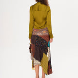 LUMIER - Patchwork-printed asymmetric skirt