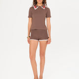 MARTHE - Knit mini shorts with a contrast belt