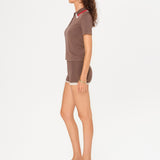 MARTHE - Knit mini shorts with a contrast belt