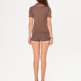 MARTHE - Knit mini shorts with a contrast belt