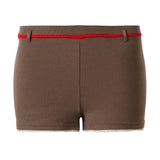 MARTHE - Knit mini shorts with a contrast belt