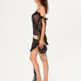 MESSIAS - Open-back mini dress with ruffle details