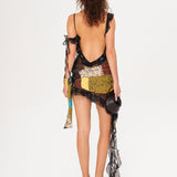 MESSIAS - Open-back mini dress with ruffle details