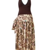 MIDIAS - Halterneck dress with a floral-printed wrap skirt