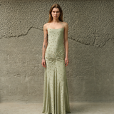 NENSI - Gold studded jersey slip maxi dress