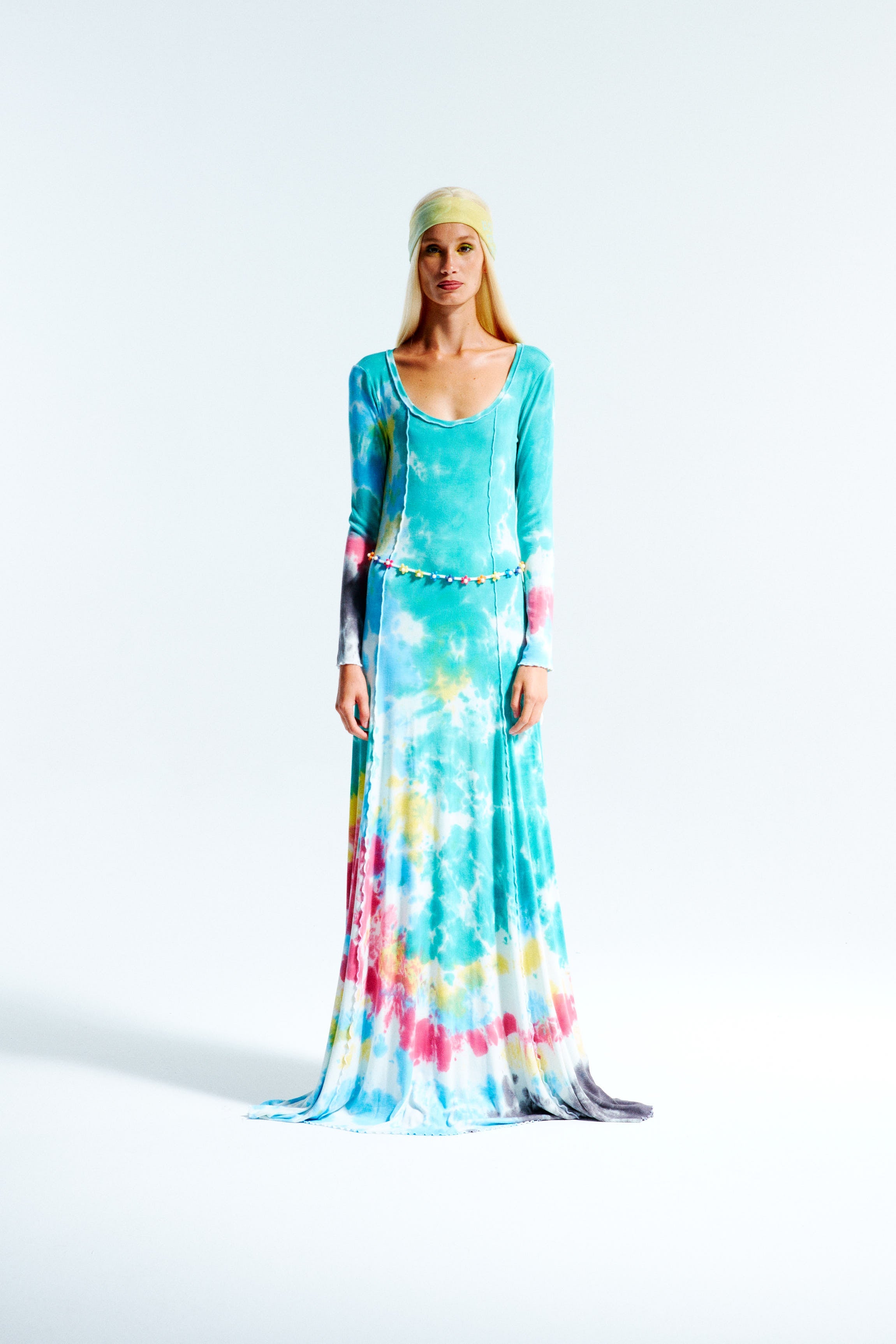 RUTH - Tie dye rib-knit maxi dress