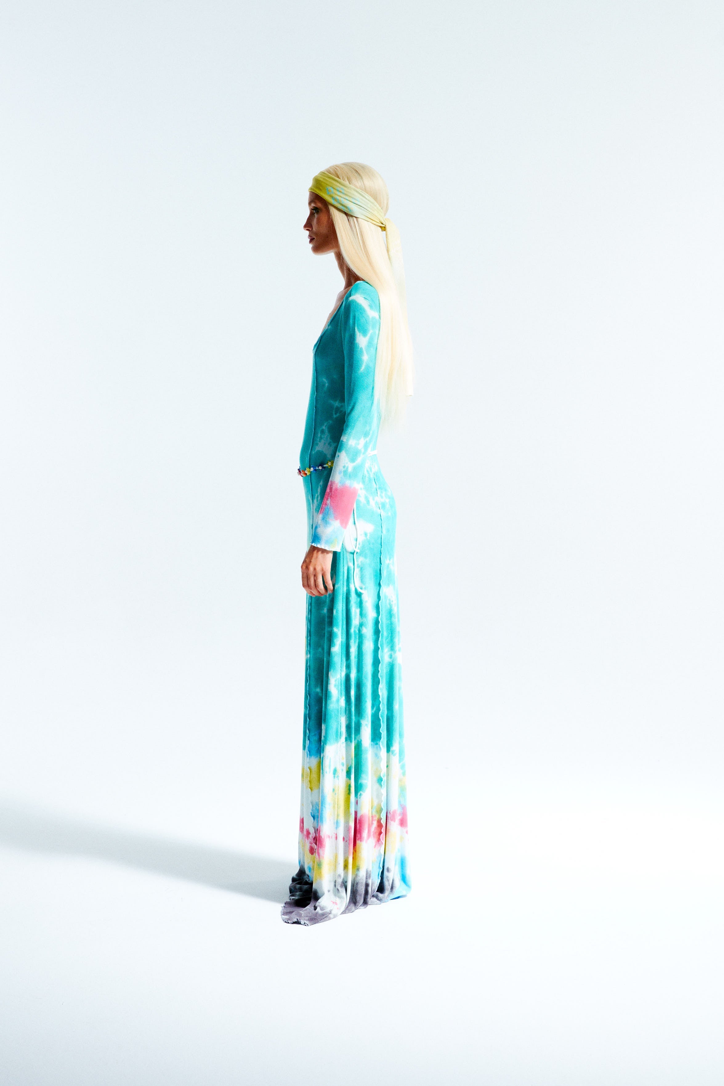 RUTH - Tie dye rib-knit maxi dress