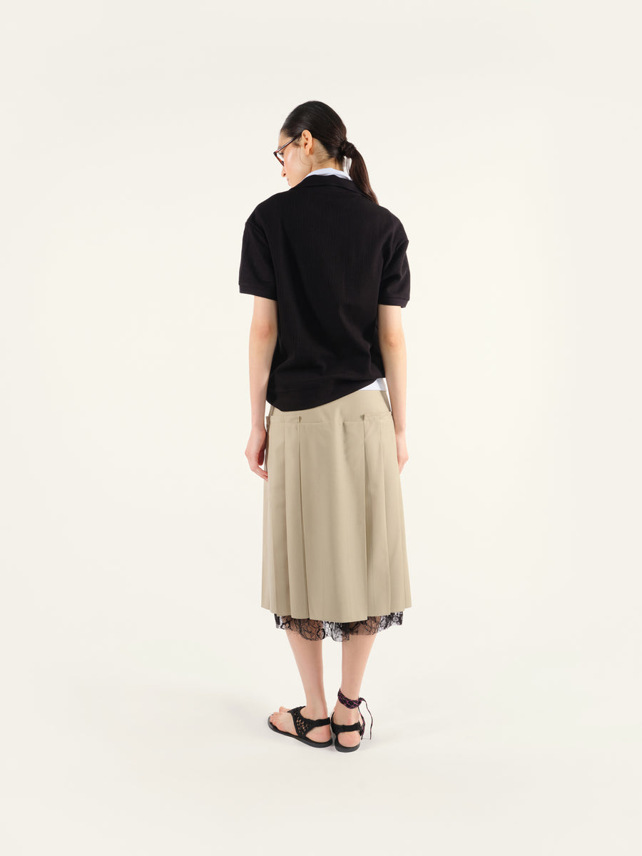 BRIT - Pleated midi skirt with lace and slit details