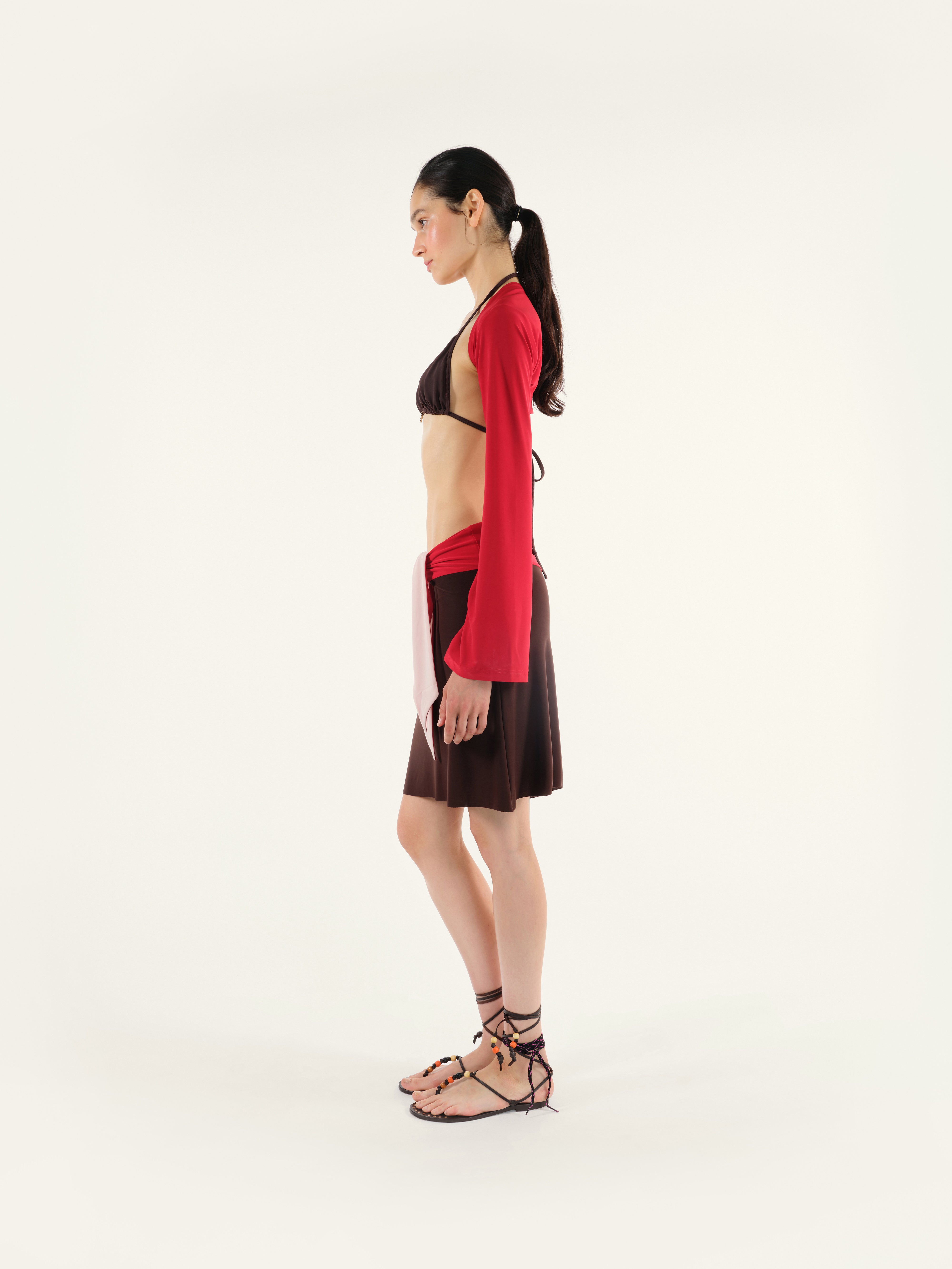 MILEN - Colour blocked midi jersey skirt