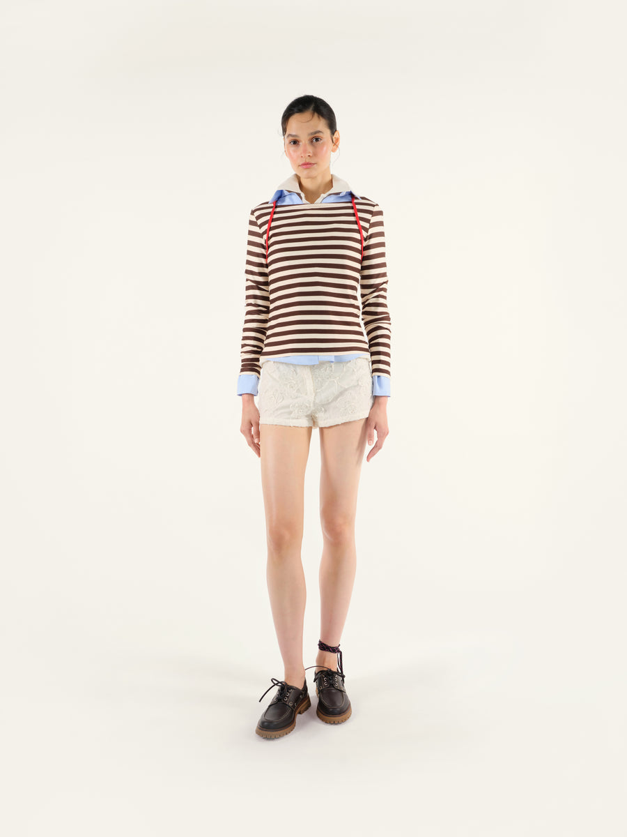 LININ - Striped long sleeve t-shirt with contrast piping