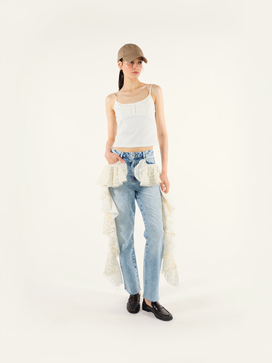 DAKY - Ruffle detailed straight-leg jeans