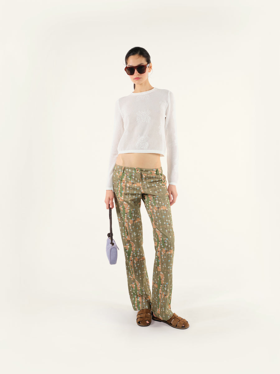 SAREL - Floral printed low-rise straight-leg pants