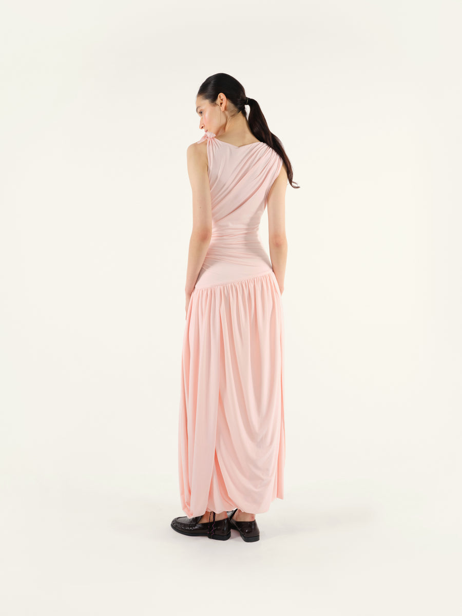 ECO - Ruching detailed asymmetric jersey dress