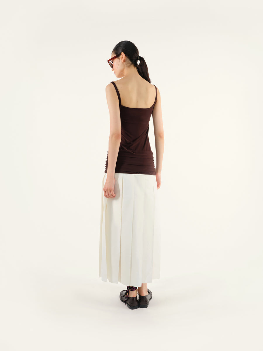 LIENA - Pleated jersey and cotton mix maxi dress