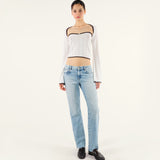 TAYZ - Openwork strapless top with flower applique and bolero