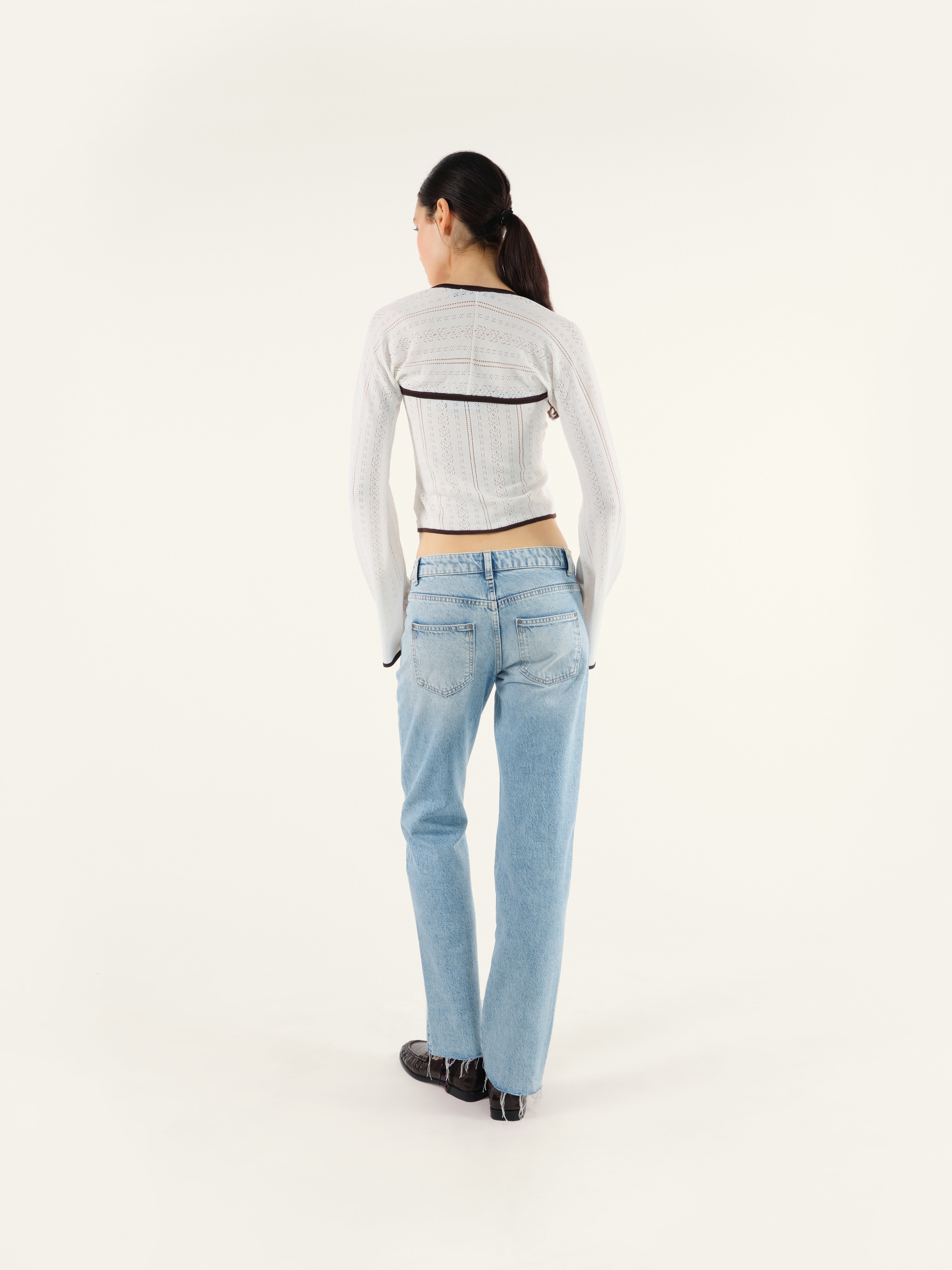 TAYZ - Openwork strapless top with flower applique and bolero