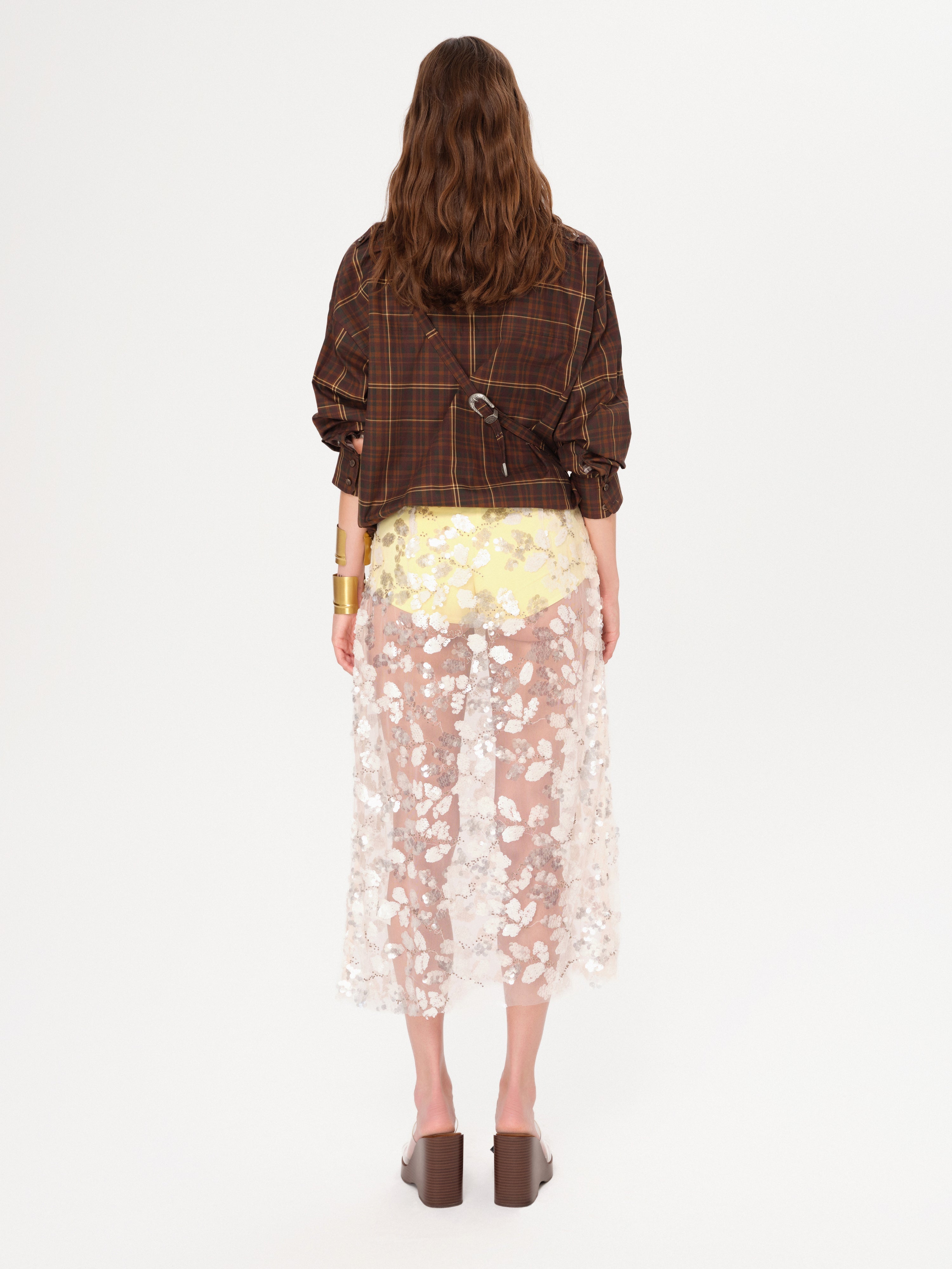 WELLS - Sequin-embellished sheer midi skirt with mini shorts
