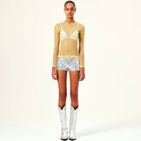 DESTA - Sheer long sleeve top with crystals